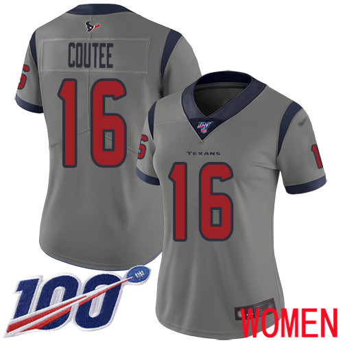 Houston Texans Limited Gray Women Keke Coutee Jersey NFL Football #16 100th Season Inverted Legend->houston texans->NFL Jersey